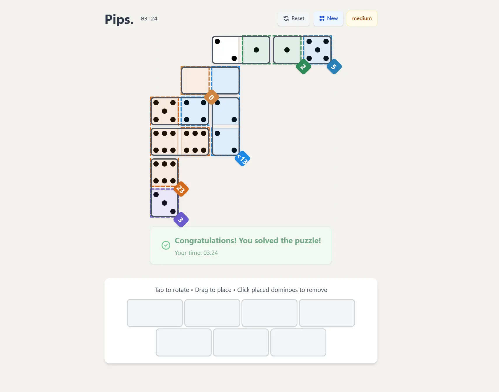 Pips NYT Gameplay: A rich game board with many dominoes