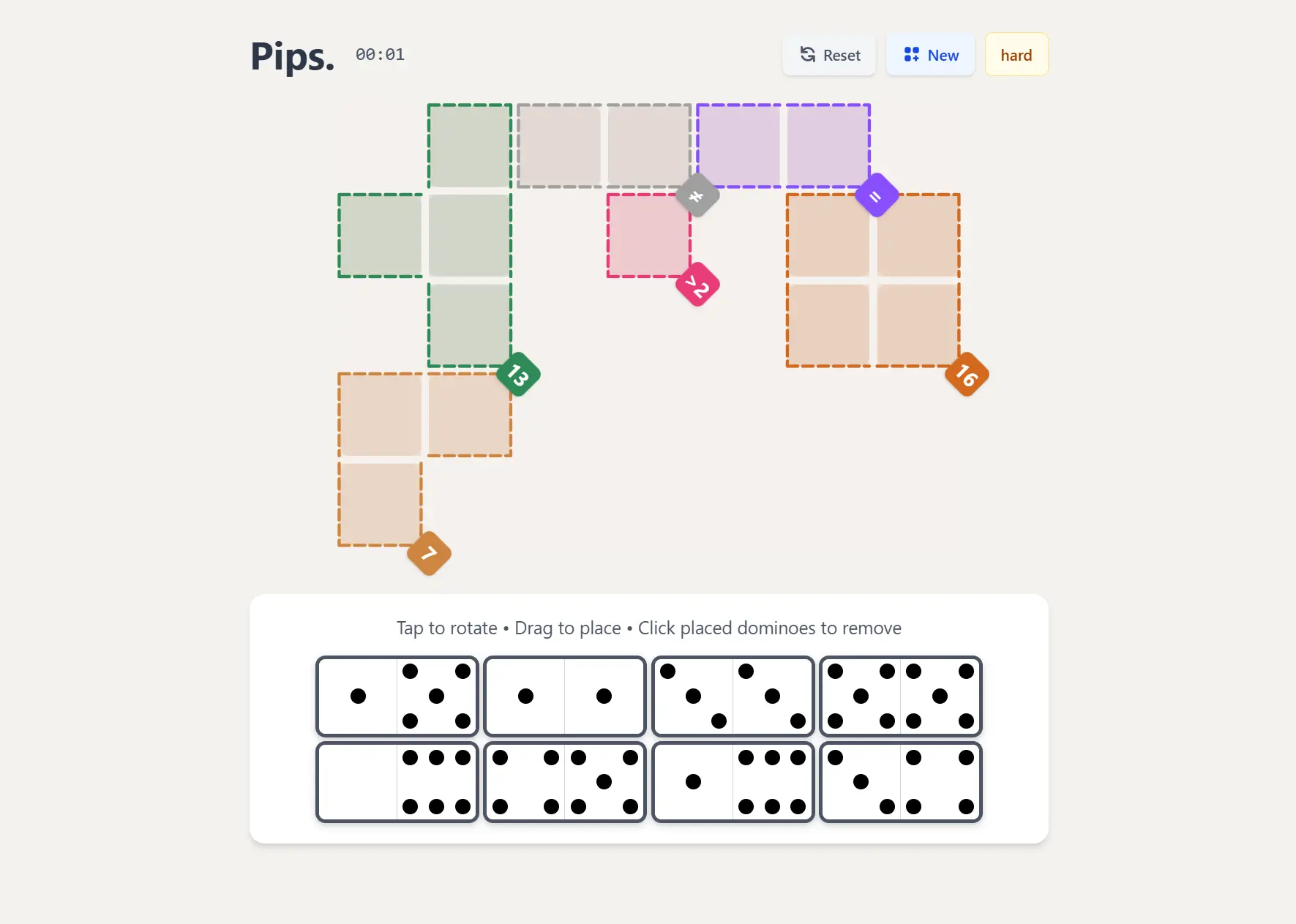 Pips NYT Gameplay: Game screen-1